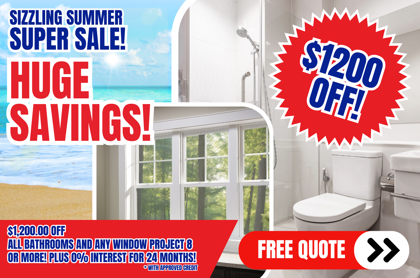 Window sales, window savings, bathroom remodel